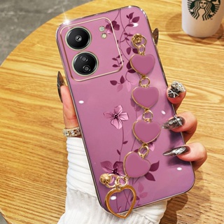 Invólucro Para Xiaomi Redmi 13C 4G Poco C65 Plantas De Escalada Elegantes Com Pulseira De Amor Capa De Telefone Galvaniz em Oferta na Shopee