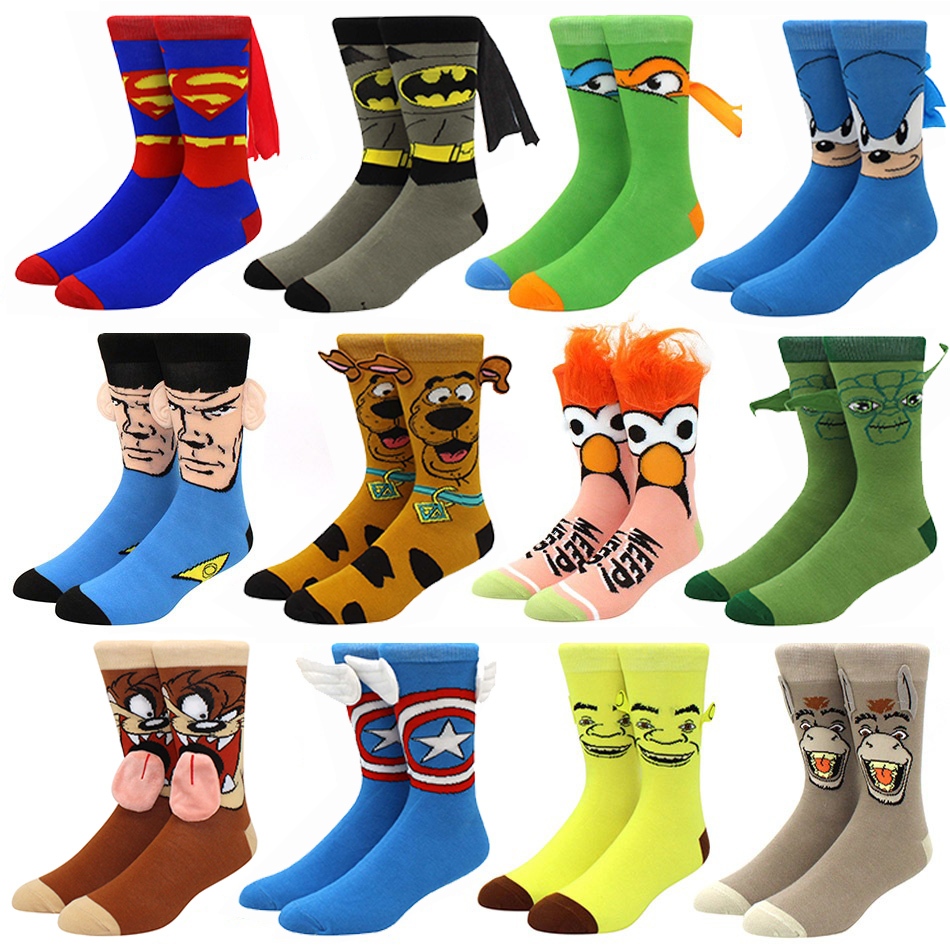 Cosplay Engraçado Padrão Dos Desenhos Animados Meias Festa De Rua Personalidade Masculina E Feminina 3D Meados Perna Pre em Oferta na Shopee