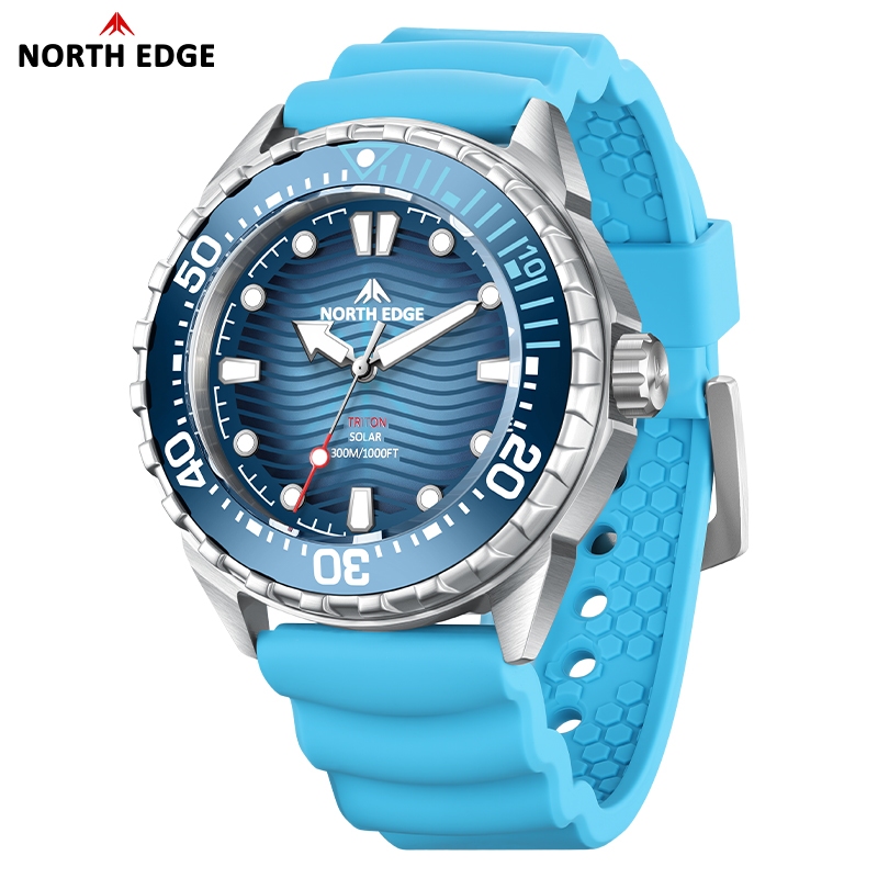 NORTH EDGE TRITON Energia Solar Estilo Militar Relógio 300M À Prova D'água Ponte