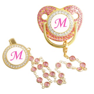 Chupeta De Bebê Com 26 Letras , Contas Rosa Clipe De Corrente , Bico Ortodôntico De 0 A 18 Meses em Oferta na Shopee