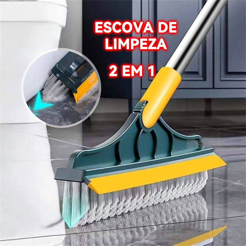 Escova de Limpeza Esfregão 2 em 1 Vassoura Rodo Chão Cozinha Banheiro 1 Metro