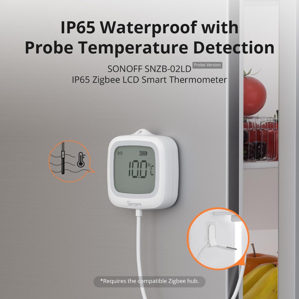 Sonoff SNZB-02LD IP65 Zigbee LCD Termômetro Inteligente Com Detecção De Sonda Piscina Banheira Geladeira Freezer Medição em Oferta na Shopee