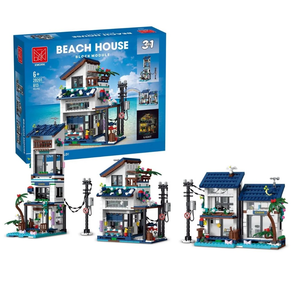 813 pçs compatível Lego forma variável Villa casa beira-mar férias edifício crianças educacional montagem bloco de const