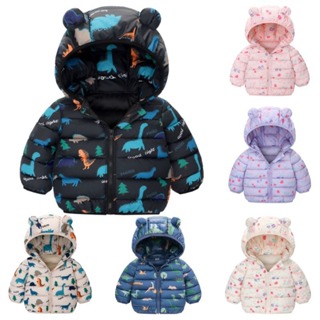 Crianças Meninos Meninas Com Capuz Jaquetas Leves Dos Desenhos Animados Dinossauro Roupas De Moda De Inverno em Oferta na Shopee