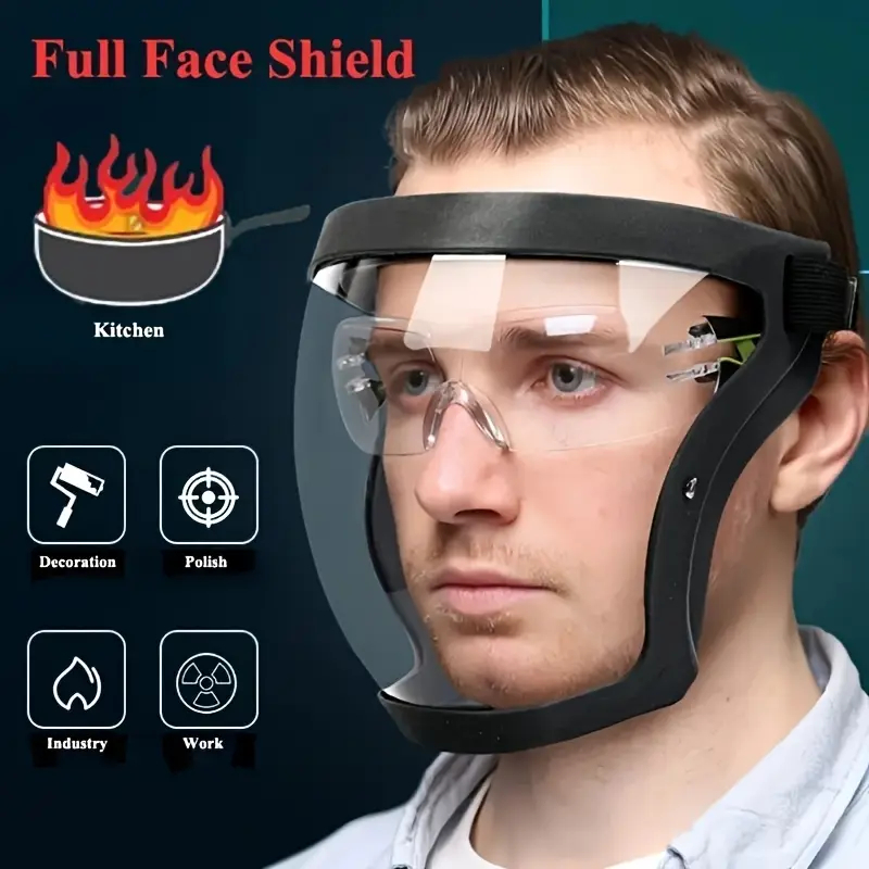 Máscara protetora facial completa Óculos transparentes antipoeira com 10 filtros
