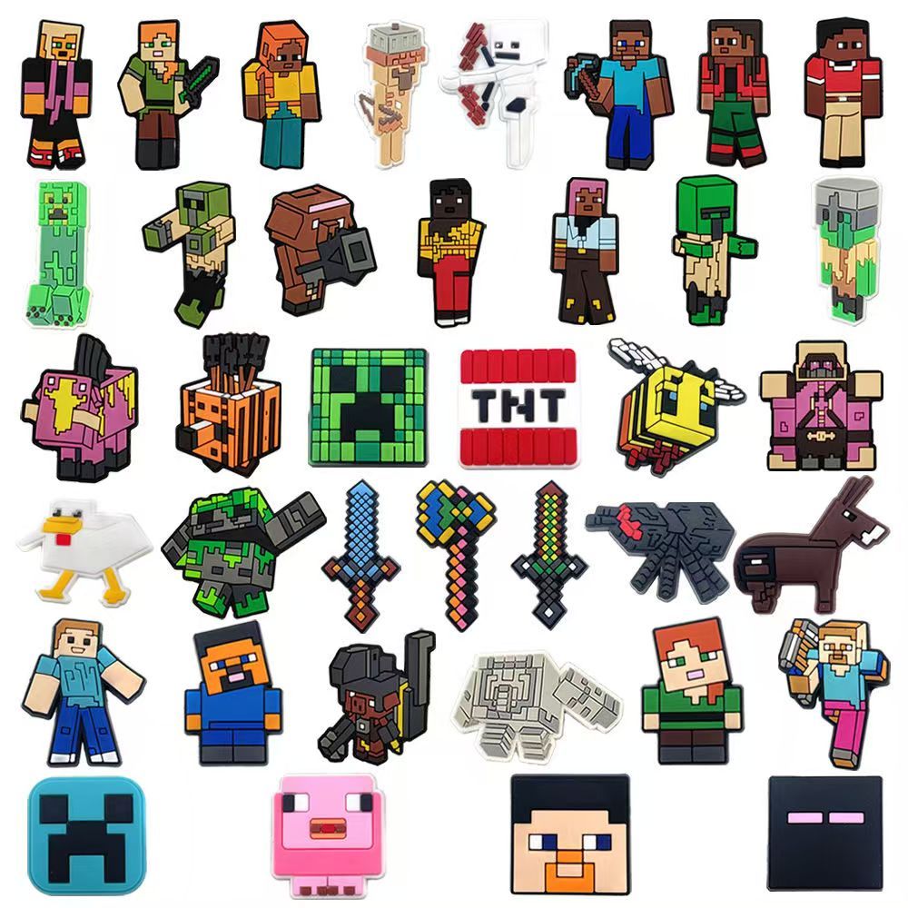38 Estilo Sapato Encantos Decrations Populares Jogos Clássicos Sandálias Fivela PVC Acessórios Botão