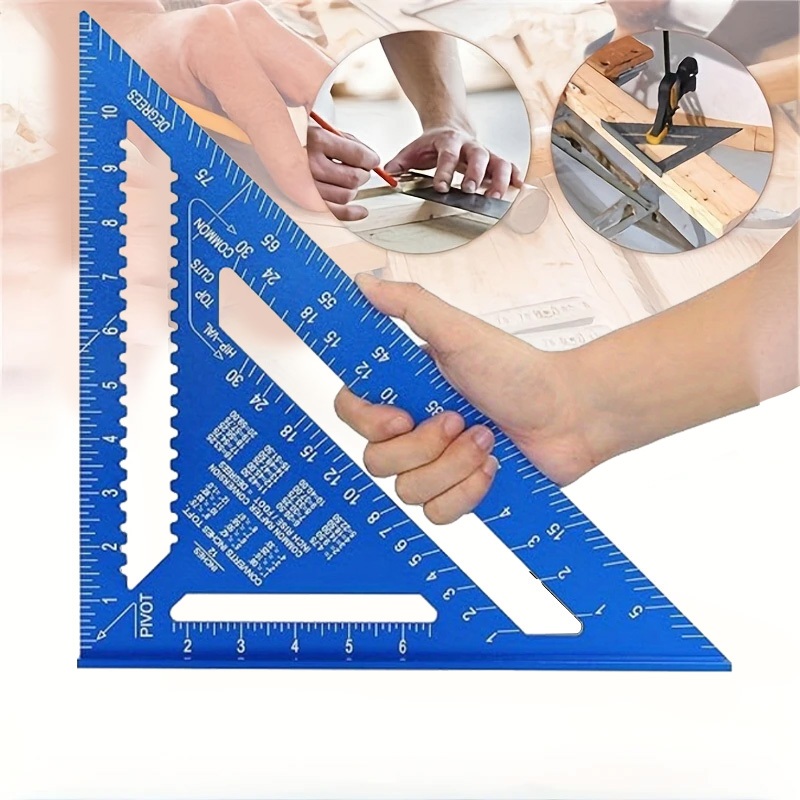 Esquadro Rápido Triangular Régua E Transferidor 12 Polegadas Cor Azul Top em Oferta na Shopee
