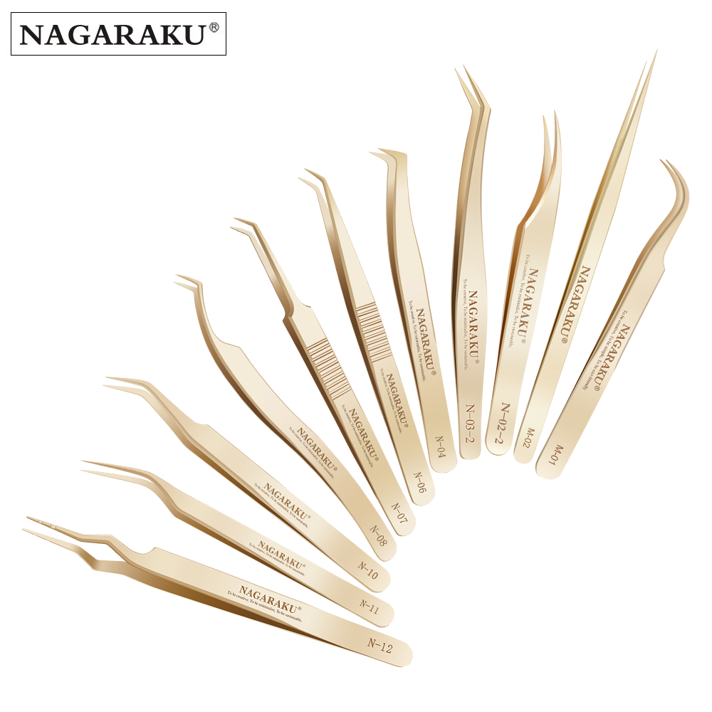 Pinça De Extensão De Cílios NAGARAKU Golden Tweezers Procedimento De Alta Precisão em Oferta na Shopee