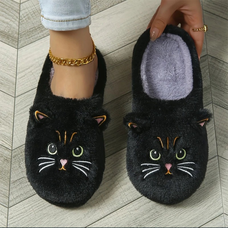 Chinelos Confortáveis Luxuosos Do Inverno Gato Dos Desenhos Animados Das Senhoras Para A Casa