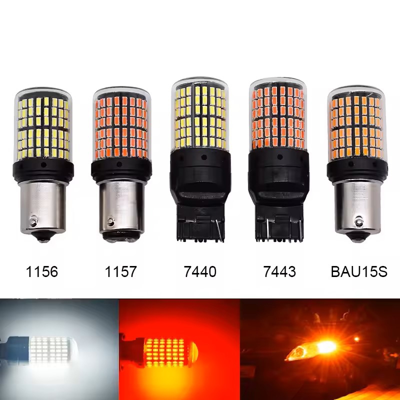 1 Peça 3014 144smd CanBus S25 1156 BA15S P21W LED BAY15D BAU15S PY21W T20 7440 Lâmpada De Seta Caixa De Plástico