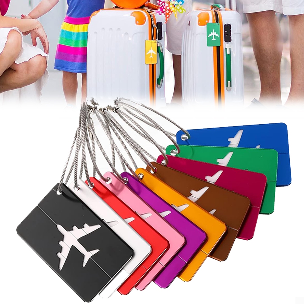 10 peças Identificador Tag De Mala Viagem Etiquetas De Bagagens Em Alumínio Identificação Etiqueta (cores diferentes) em Oferta na Shopee