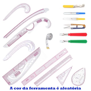 Conjunto de régua de costura transparente de 16 peças, réguas de costura métrico,padrão de curva francesa em Oferta na Shopee