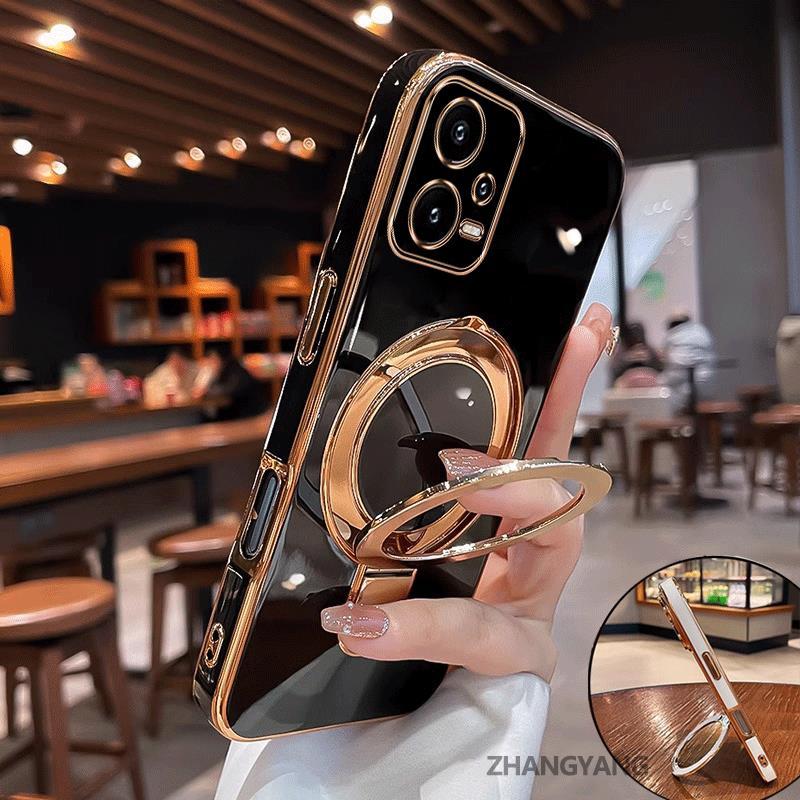 Capa Para POCO X5 5G X5 PRO 5G Estética Novo design Galvanizado silicone TPU De Telefone Com Suporte Multifuncional Meni