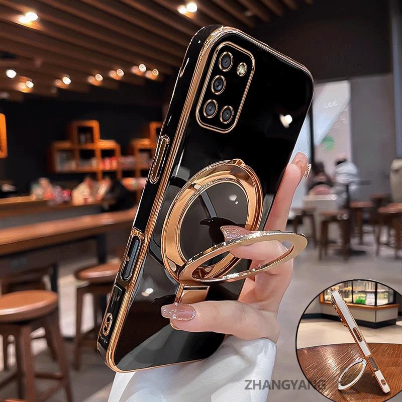 Capa Para Samsung A31 Estética Novo design Galvanizado silicone TPU De Telefone Com Suporte Multifuncional Meninas E Men