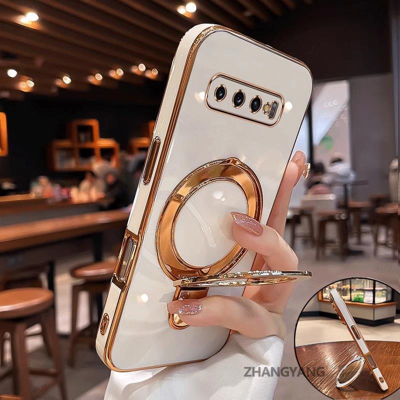 Capa Para Samsung S10 Plus S10 Estética Novo design Galvanizado silicone TPU De Telefone Com Suporte Multifuncional Meni
