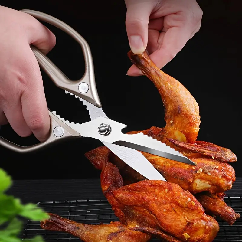 Tesoura de Cozinha Multifuncional em Aço Inoxidável, Tesoura para Cortar Alimentos, Legumes, Verduras, Peixe e Frango