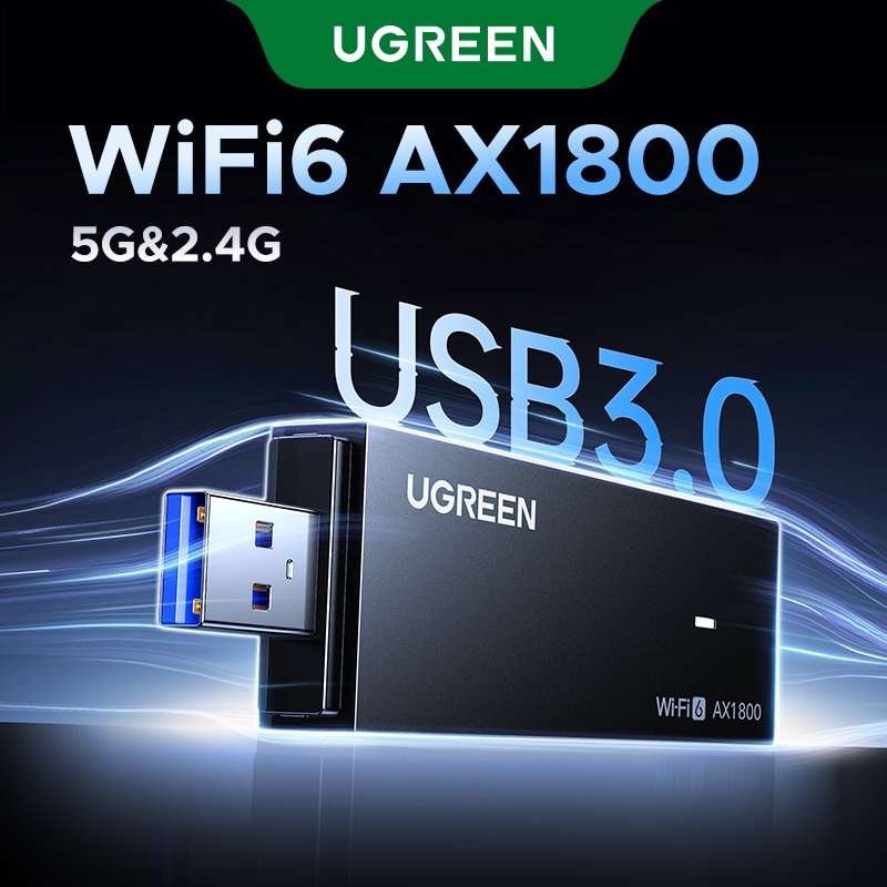Adaptador Wi-Fi UGREEN AX1800 , Fi6 , USB3.0 , 5G E 2.4G , Banda Dupla , USB , Antena , Receptor Ethernet , Placa De Red em Oferta na Shopee