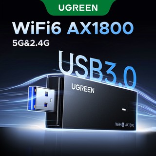 Adaptador Wi-Fi UGREEN AX1800 , Fi6 , USB3.0 , 5G E 2.4G , Banda Dupla , USB , Antena , Receptor Ethernet , Placa De Red