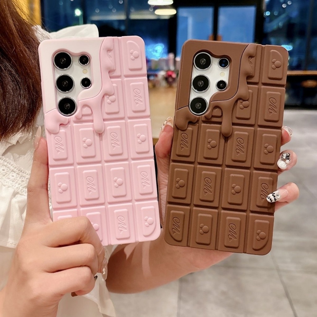 Para Samsung S25 Ultra S24 S23 A13 A14 A15 A16 A52s 3D Design De Chocolate Derretido Macio Caso Capa
