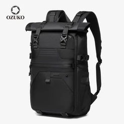 OZUKO Roll Top Impermeável Moda Masculina Mochila De Viagem Ao Ar Livre