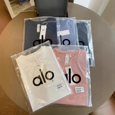 a.l.o cor sólida de secagem rápida senhoras camiseta de manga curta solta confortável espo...