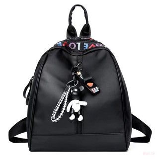 Bolsa Crazy Mochila Feminina Pequena Escola casual Com Chave Preta