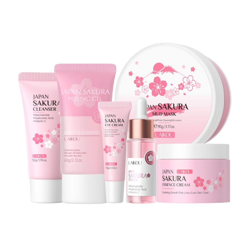 LAIKOU Conjunto De Rejuvenescimento Da Pele Sakura Remove Manchas Escuras Creme Hidratante
