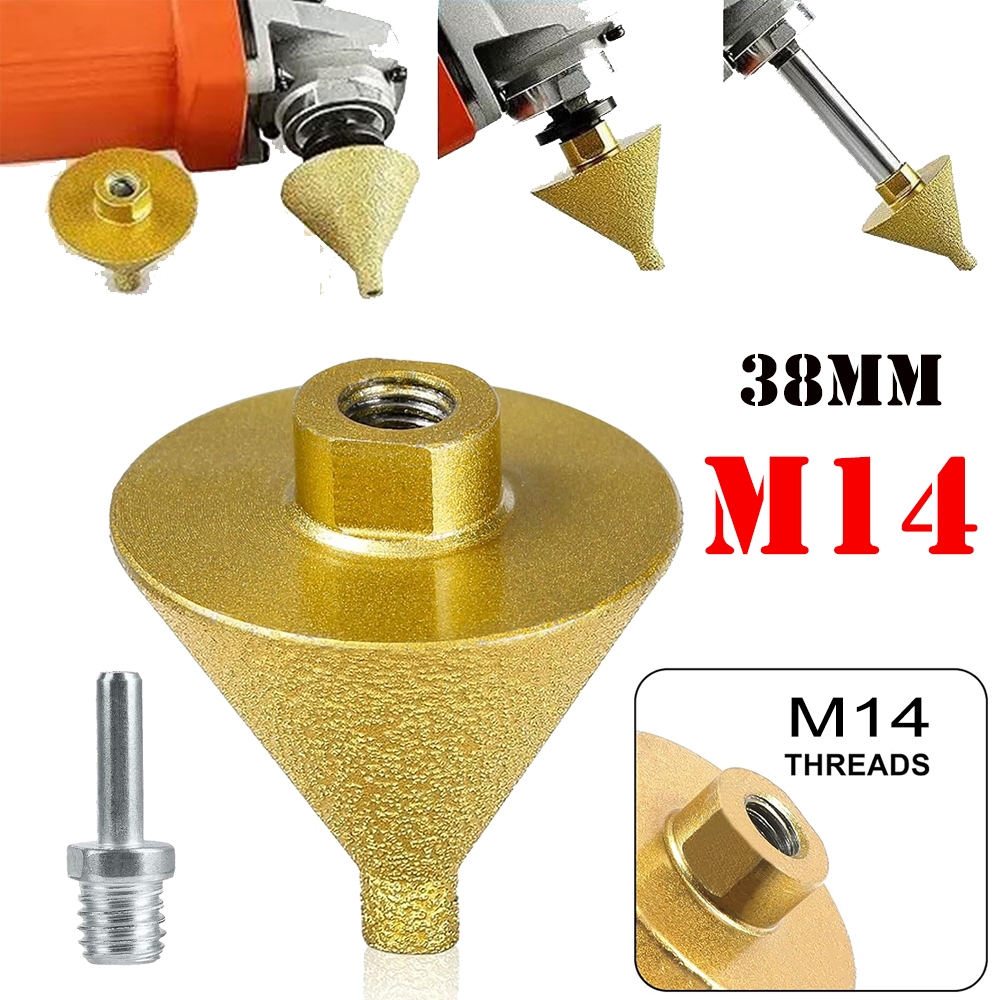 Broca de Chanfro de Diamante para esmerilhadeira angular, Perfuração, Ampliação, 38mm (M14) + adaptador rosqueado M14 em Oferta na Shopee