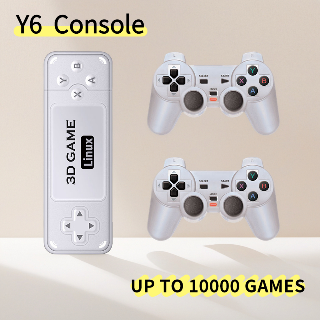Game Stick Y6 4k Powkiddy 128G Sem Fio PS1 Retro Console de Jogos de Vídeo Portátil Familiar 4K HD Suporta Multijogador