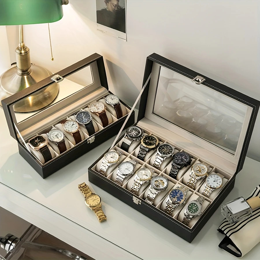 Porta Relógio Total Luxo Estojo Couro Ecológico 12/6 Nichos em Oferta na Shopee
