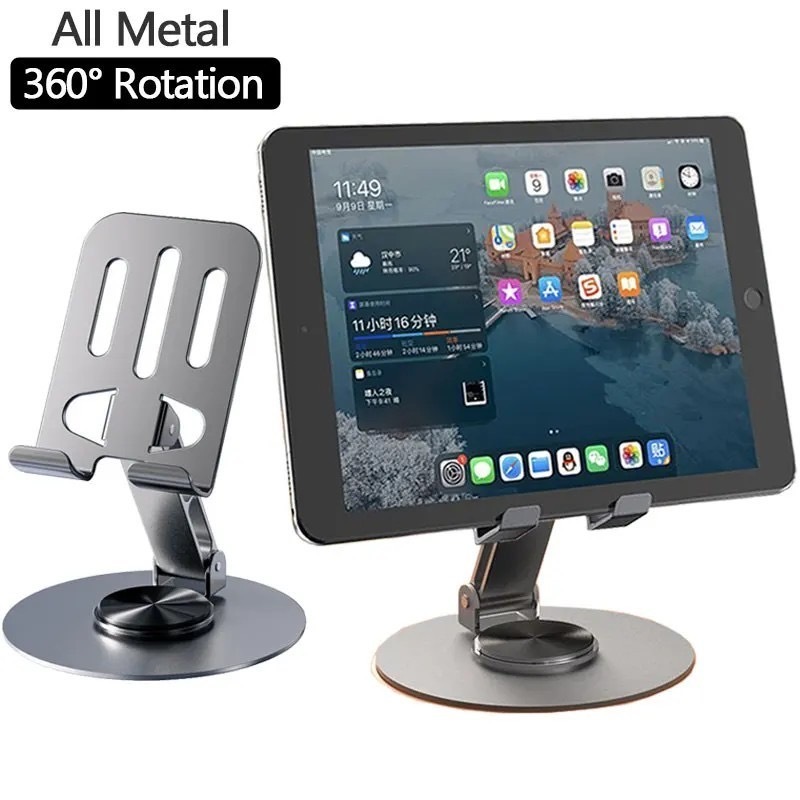 Suporte de mesa Base de alumínio Base Rotatória ajustável 360° adequado para Smartphones e Tablets