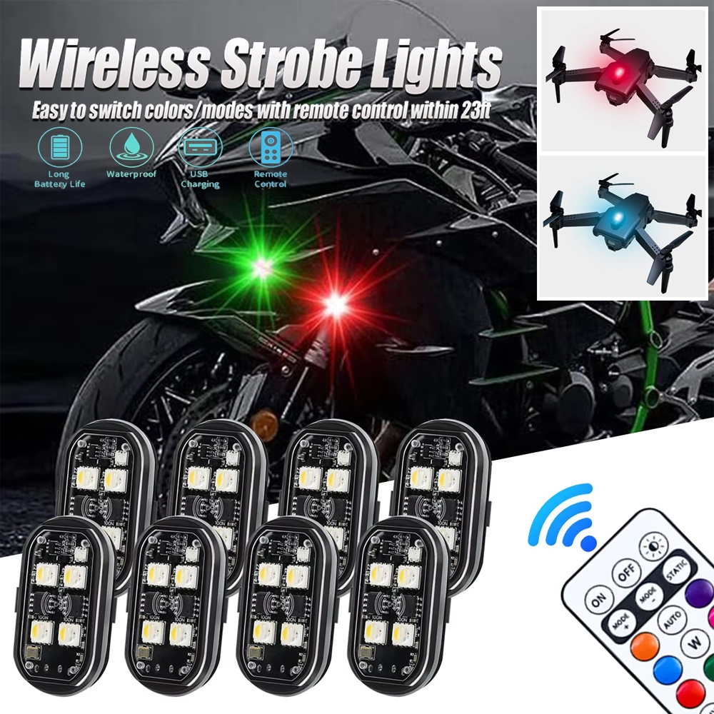 6 Pçs Conjunto De Luzes Piscantes Do Carro Sem Fio LED Estroboscópicas Para Motocicleta Oito Cores Piscando Anti-Colisão em Oferta na Shopee