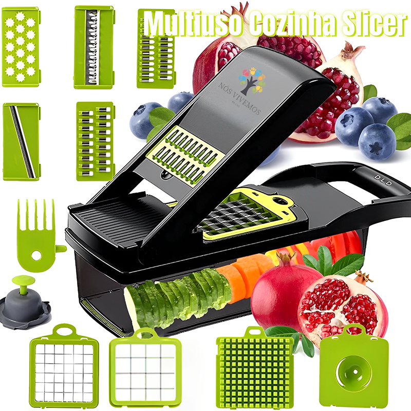 Imagem Fatiador de cozinha multifuncional profissional em aço inoxidável 16 em 1 fatiador de vegetais/frutas/legumes
