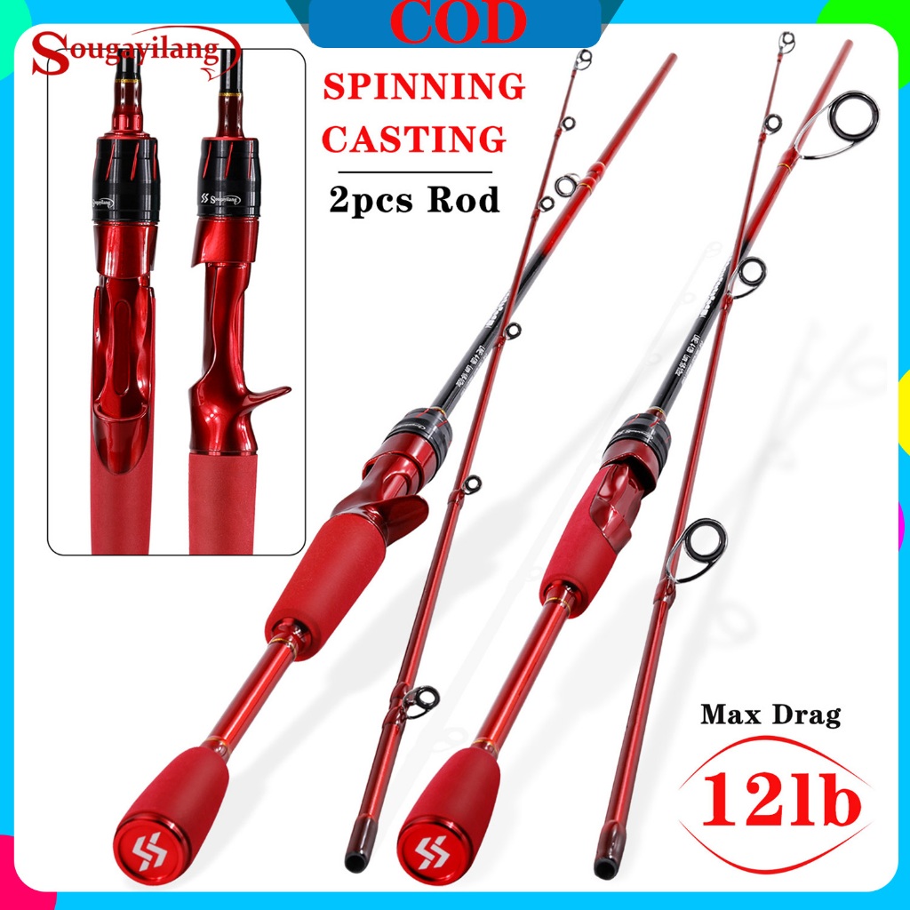 Sougayilang Vara De Pesca Giratória/Fundição 1.8/2.1m De Alto Carbono 2 Seções Com Alça De EVA Para Em Água Doce