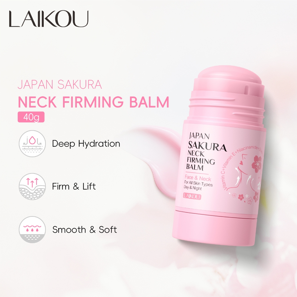 LAIKOU Japão Sakura Bálsamo Firmador De Pescoço 40g Suave Suaviza A Textura Da Pele Mesmo Tom De Vitamina C Niacinamida