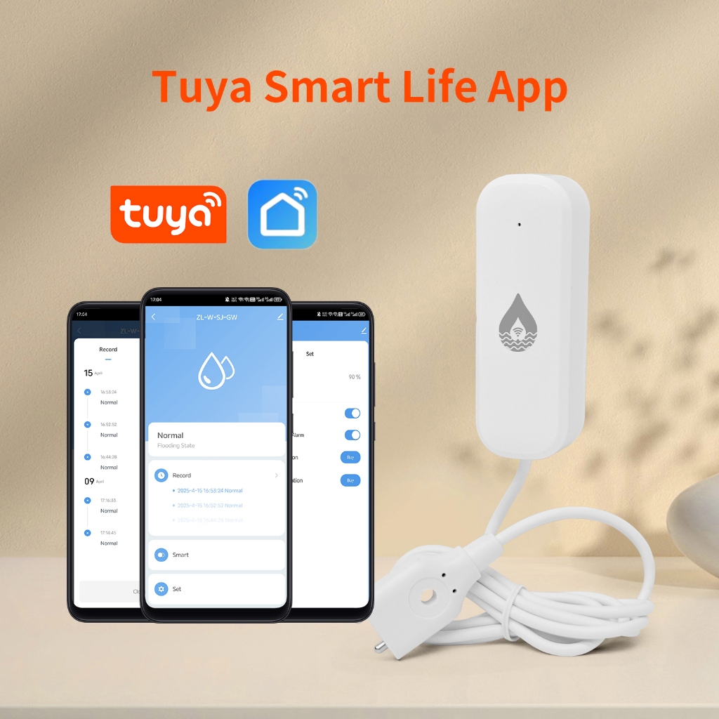 WIFI Tuya Inteligente Sensor De Vazamento Água Detector Alarme Inundação Compatível Com Vida Google Casa Alexa