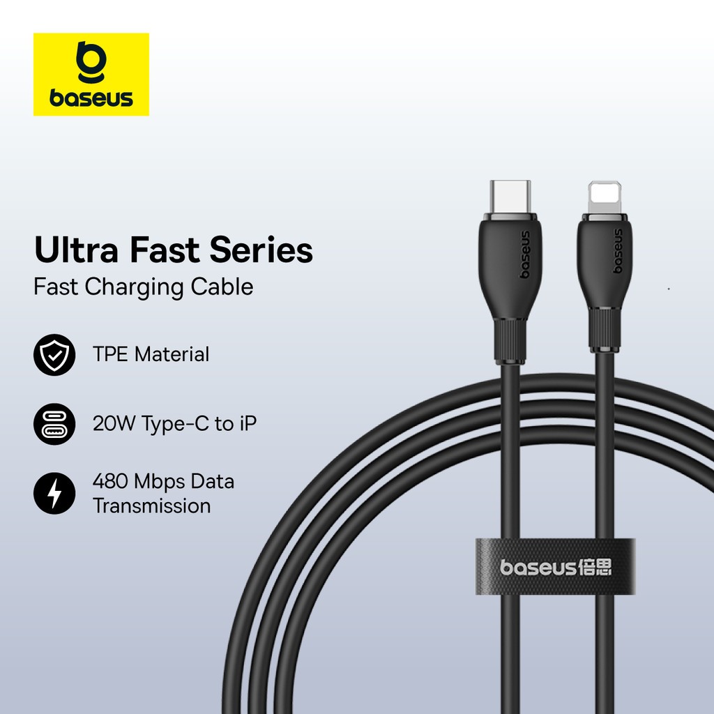Baseus Ultra-Fast Series 20W Cabo De Carregamento Rápido Tipo-C Para iP Dados PVC De Transmissão De 480 Mbps