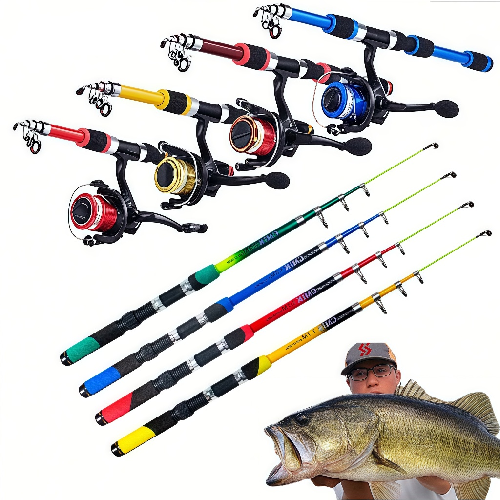 Kit 1-4 Vara De Pesca 60-120lbs Completa Com Molinete Esportiva Ao Ar Livre Robalo Portátil Com Linha