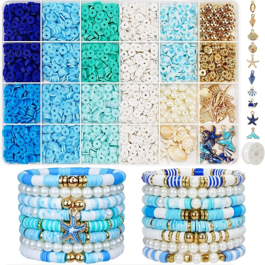 Kit de pulseira azul pulseira com contas joias Kit de produção faça você mesmo em Oferta na Shopee