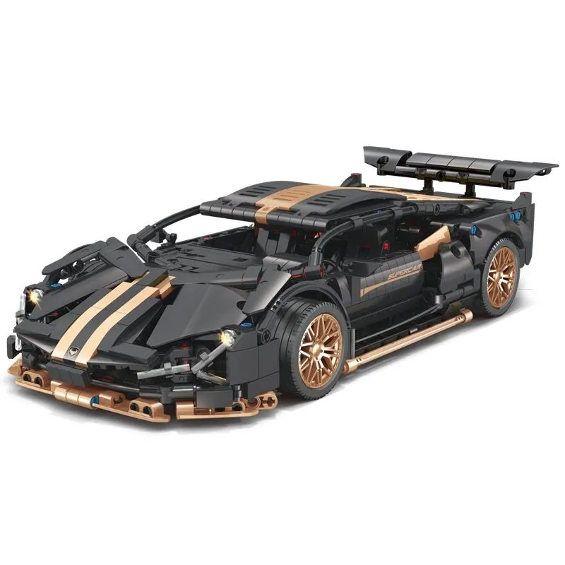 Compatível com Lego preto ouro Lamborghini blocos de construção ornamentos carro educacional montagem brinquedos modelo