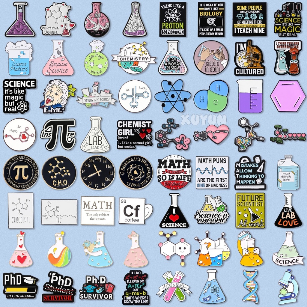 Broche De Desenho Animado De Química Científica , Eu Amo Matemática , Emblema De Metal , Estudante , Professor , Roupas 