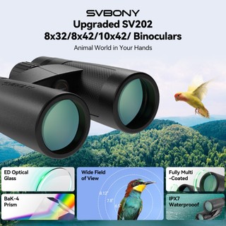 Binóculos SVBONY Atualizados SV202 ED 8x32/8x42/10x42 Amplo Campo De Visão Bak4 Prism IPX7 À Prova D'água Para Observaçã