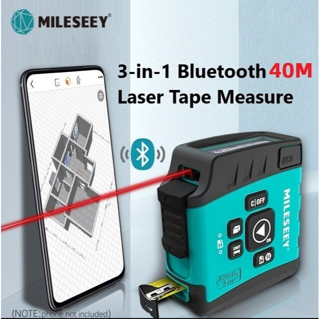 Nível De Laser Mileseey Com Fita Métrica Digital E Convencional 3 Em 1 Multifuncional