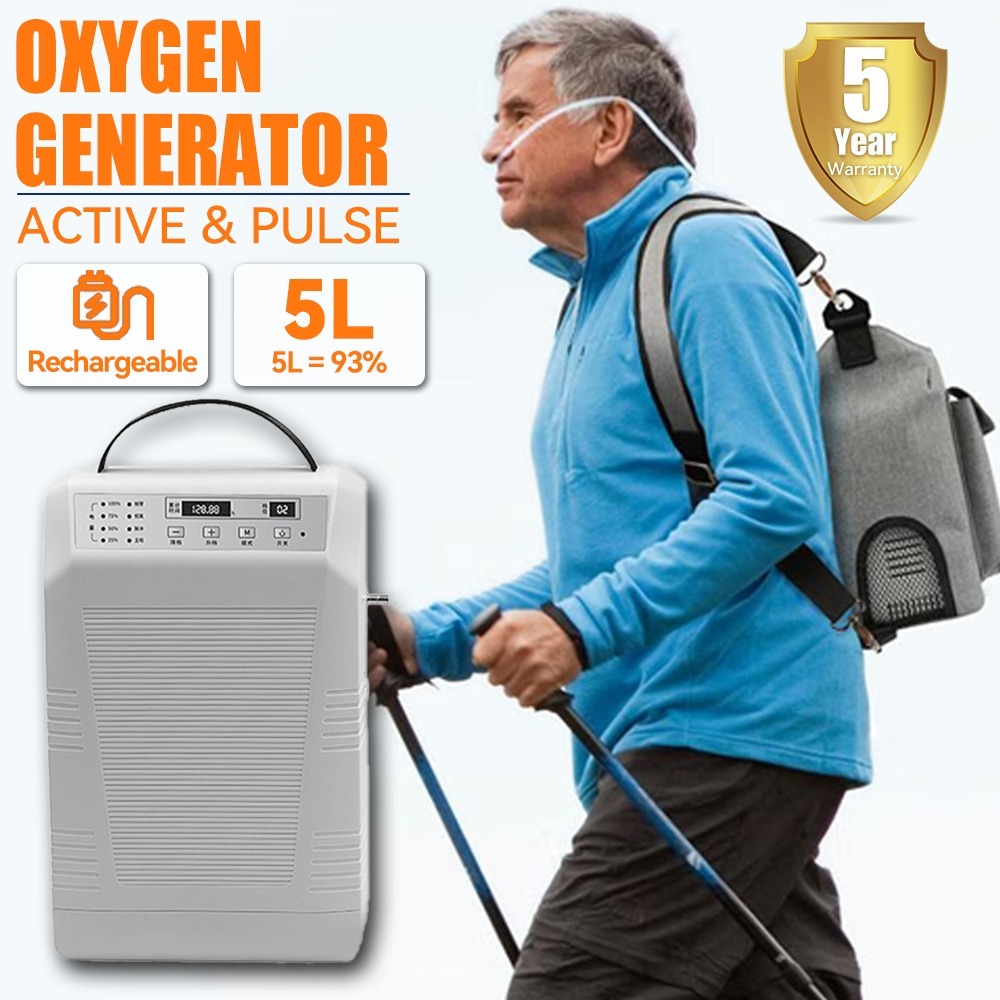 5l2025 Novo Concentrador De Oxigênio De Fluxo De Pulso Máquina Portátil 5L Para Uso Doméstico Médico E De Bateria De Via