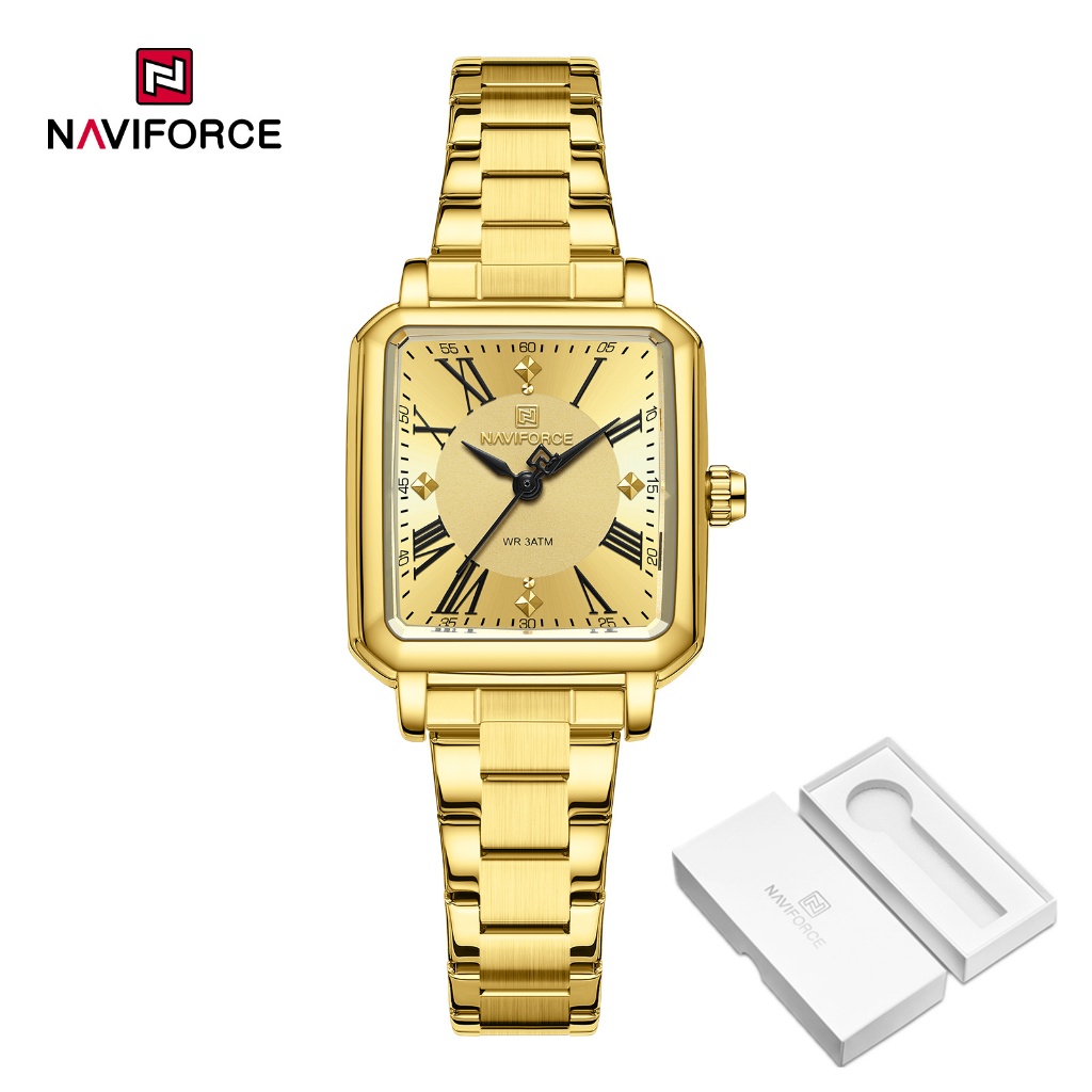 NAVIFORCE 5065 Relógio Quadrado De Alumínio Com Botão Duplo Feminino em Oferta na Shopee