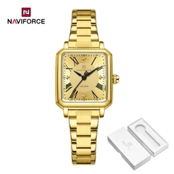 NAVIFORCE 5065 Relógio Quadrado De Alumínio Com Botão Duplo Feminino