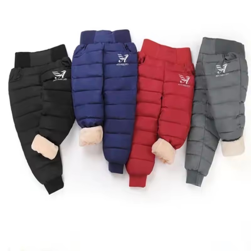 Inverno Meninos Calças De Algodão Grosso Velo Acolchoado Quentes Crianças À Prova Dwaterproof Água Esqui Do Bebê Meninas