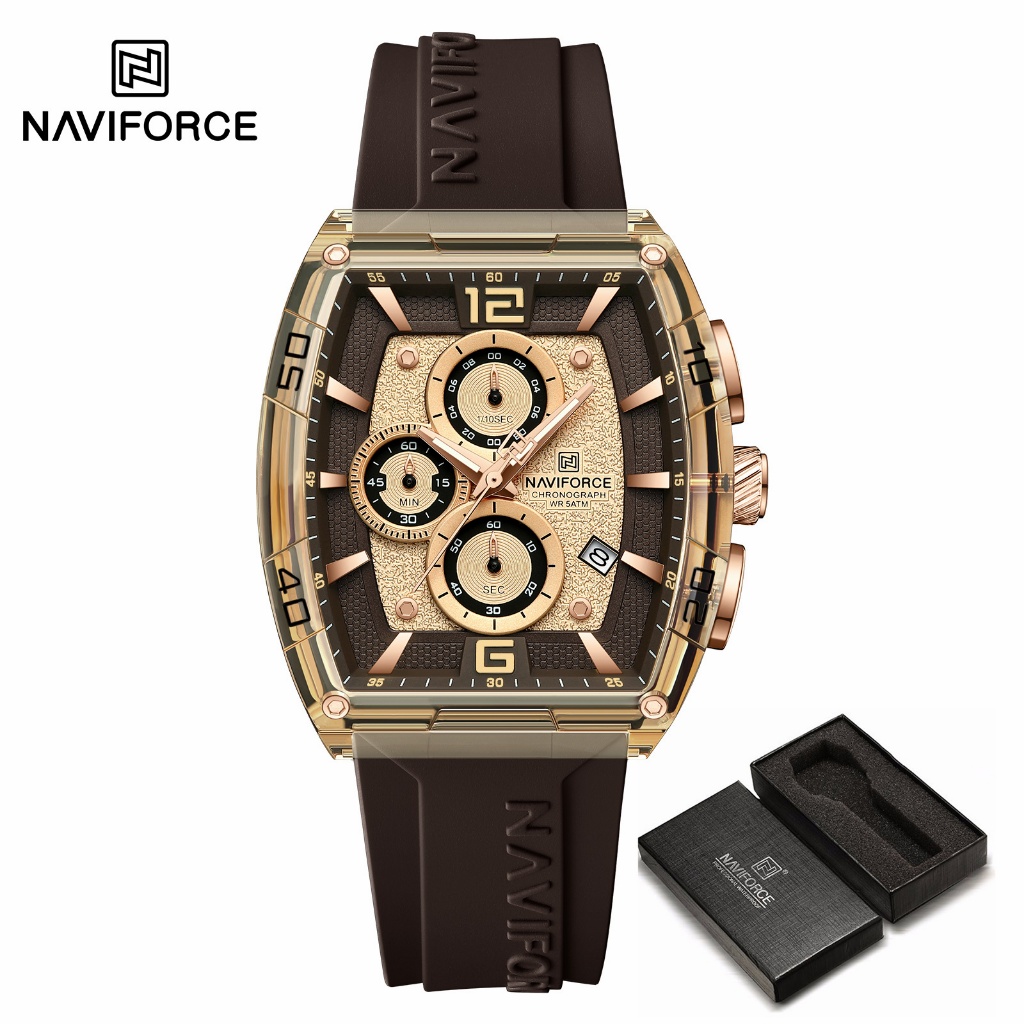 NAVIFORCE 6101 Relógio Masculino De Acampamento Ao Ar Livre Com Calendário , Cronógrafo , Pulseira De Silicone À Prova D