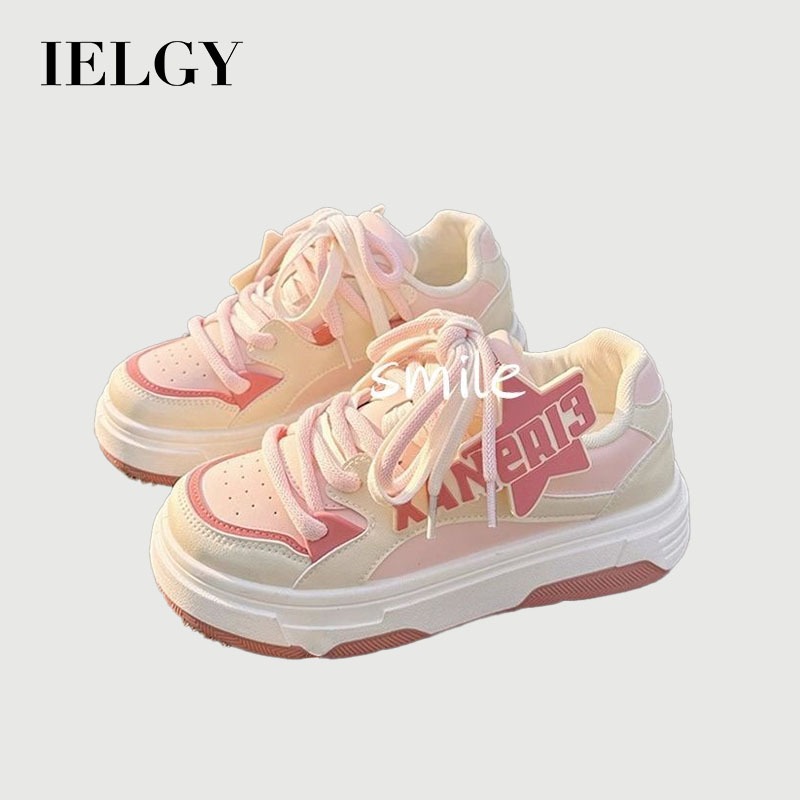 IELGY Branco Rosa Plataforma Feminina Sapatos Femininos 2025 Novos 5 Tênis Versáteis Com Design De Nicho em Oferta na Shopee