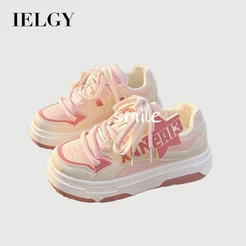 IELGY Branco Rosa Plataforma Feminina Sapatos Femininos 2026 Novos 5 Tênis Versáteis Com Design De Nicho